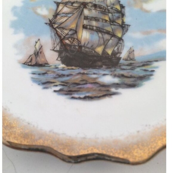 2 Mast Ship Brig Schooner Trinket Dish Royal Standard Fine Bone China England - Picture 4 of 6